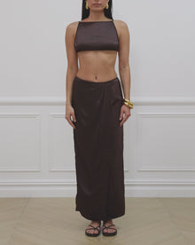 Draped Front Midi Skirt | Muted Eggplant