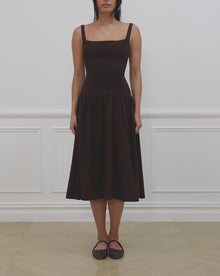 Smocked Drop Waist Midi Dress | Muted Eggplant