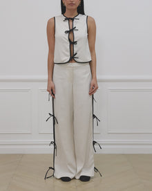 Tie Slit Pant | Ivory/Black