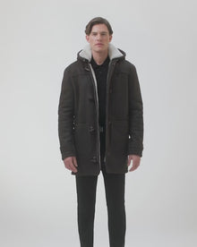 Men | Merino Shearling Lamb Parka | Brown Pattern/White