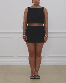 Cropped Square Neck Top | Black