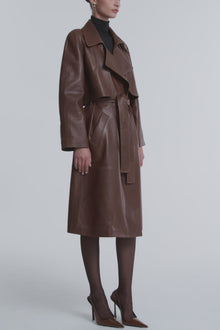 Cisely | Relaxed Leather Coat | Canelle