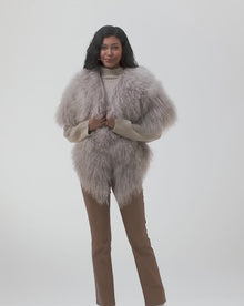 Select Mongolian Lamb Shawl | Silver Blue