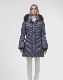 Après-Ski Jacket With Detachable Toscana Lamb Hood Trim | Ocean Blue/Black (V2)