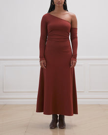 Long Sleeve Off Shoulder Dress | Chestnut