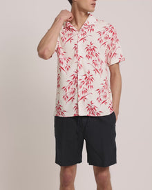 Men | Hibbert Linen Shirt | White Sand/Summer Red