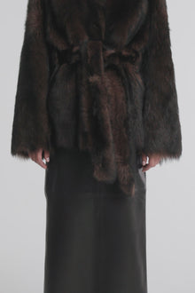 Elsa | Ladylike Shearling Coat | Brown-Marble