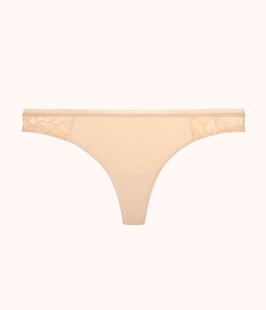 The Palm Lace Thong | Toasted Almond