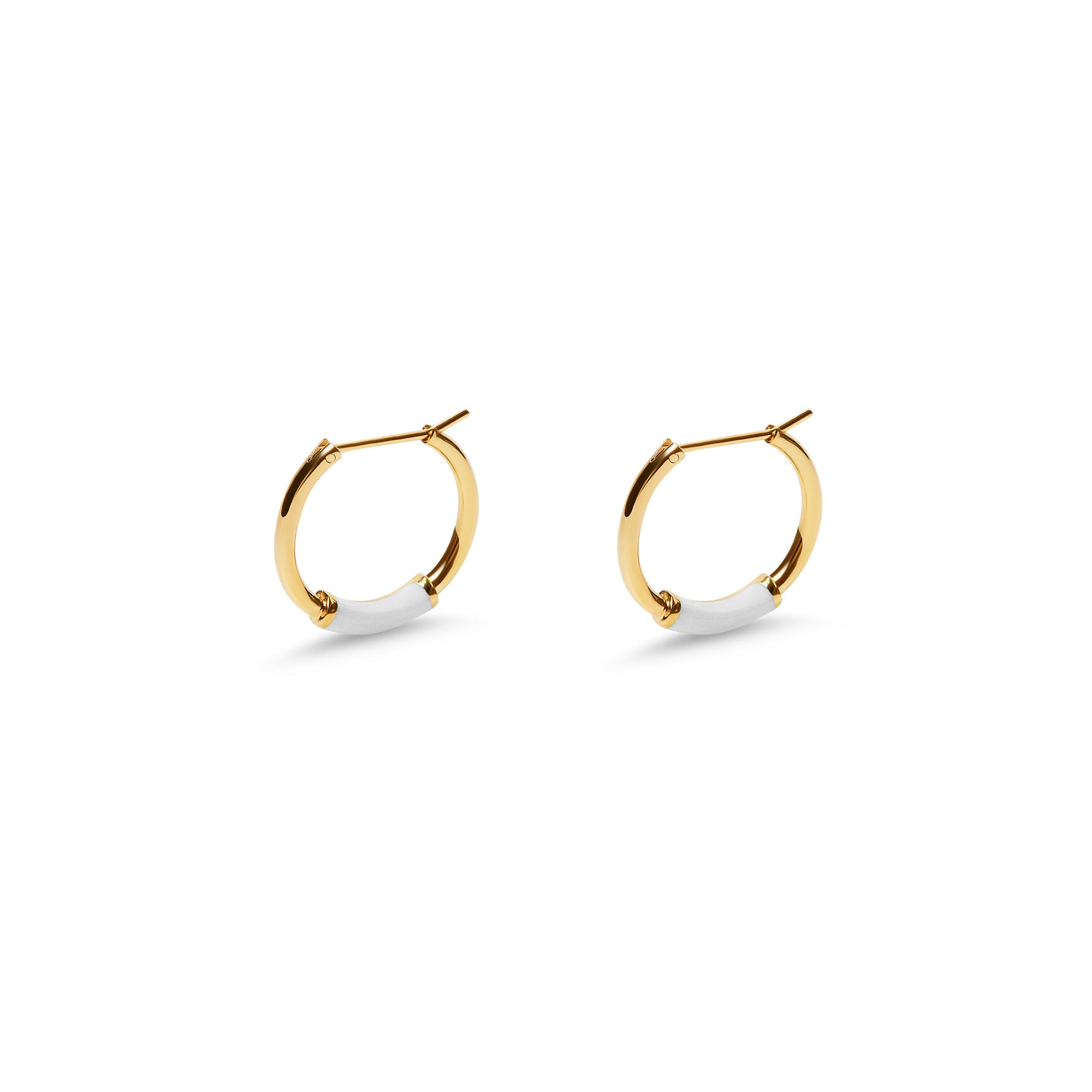The Small Enamel Hoop White | 18K Yellow Gold-Plated