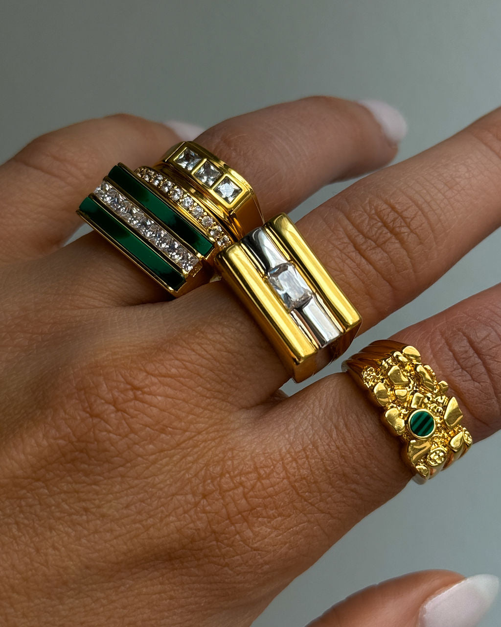 Panini Ring - Malachite | Plated Gold