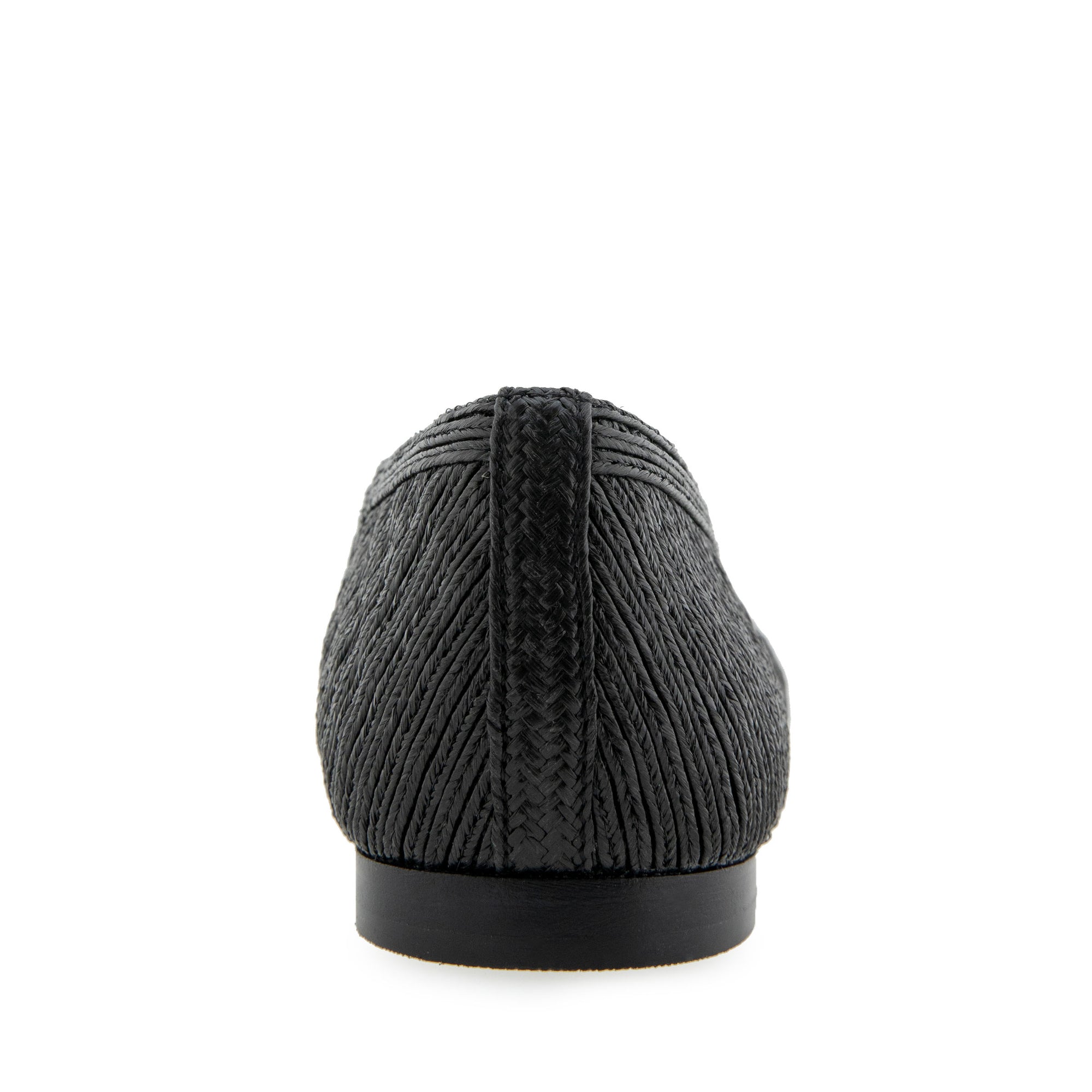 Arnoraff Dress Flat | Black Embroidered Raffia