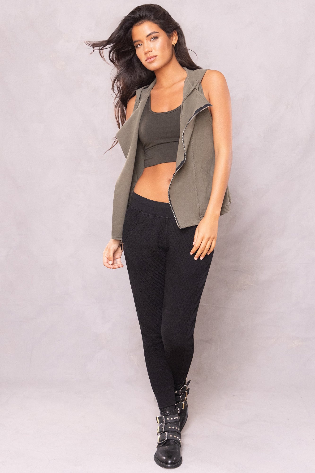 Women | Quilted Racer Jogger | Black