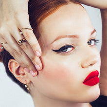 14k recycled gold Quill Bypass Rings on model