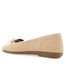 Bell Casual Flat | Natural/White Raffia/Faux Soft Nappa