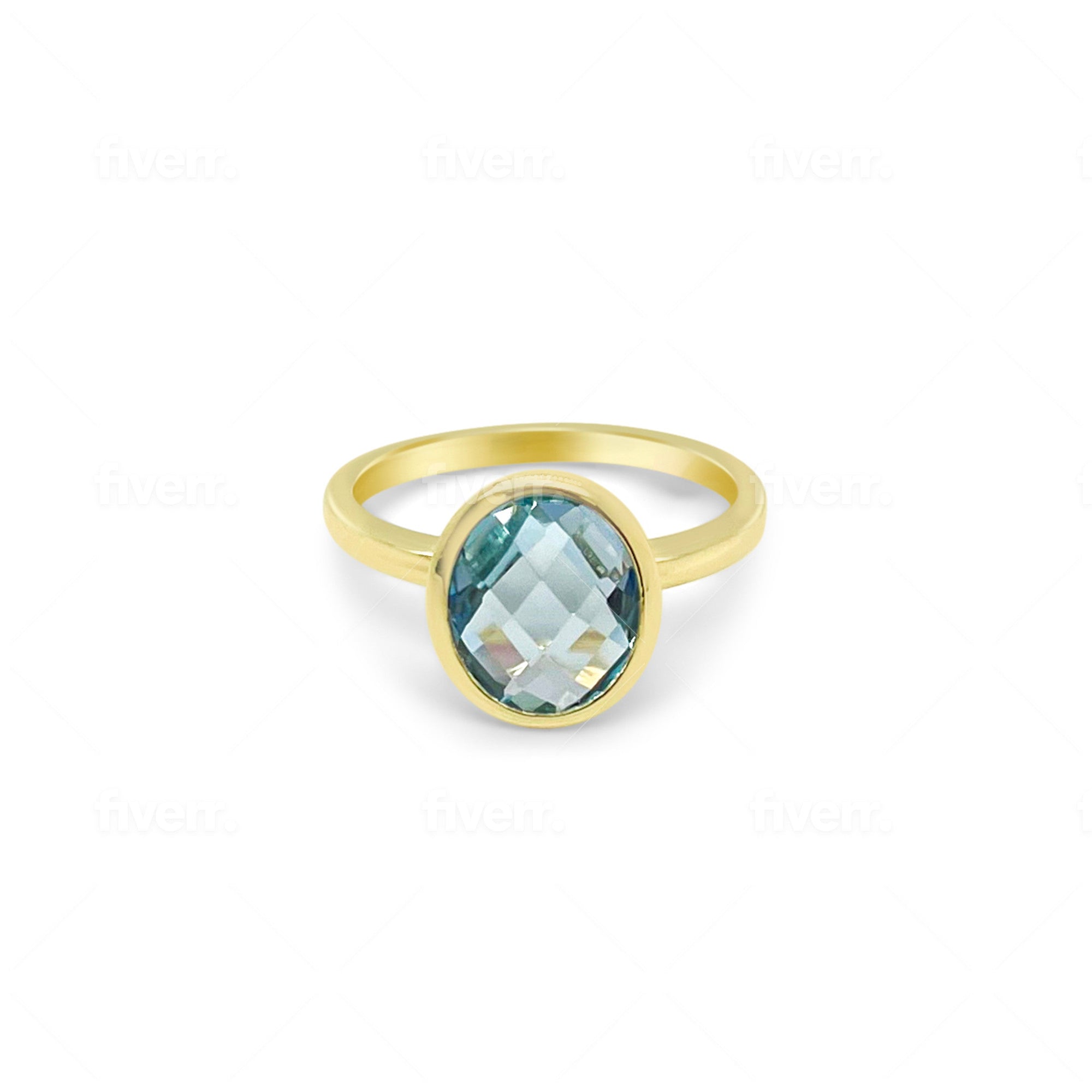 Yellow Gold And Blue Topaz Ring | Yellow Gold