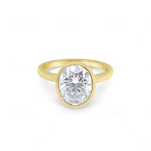 14Kt Yellow Gold Oval Moissanite Bezel Set Ring | Yellow Gold