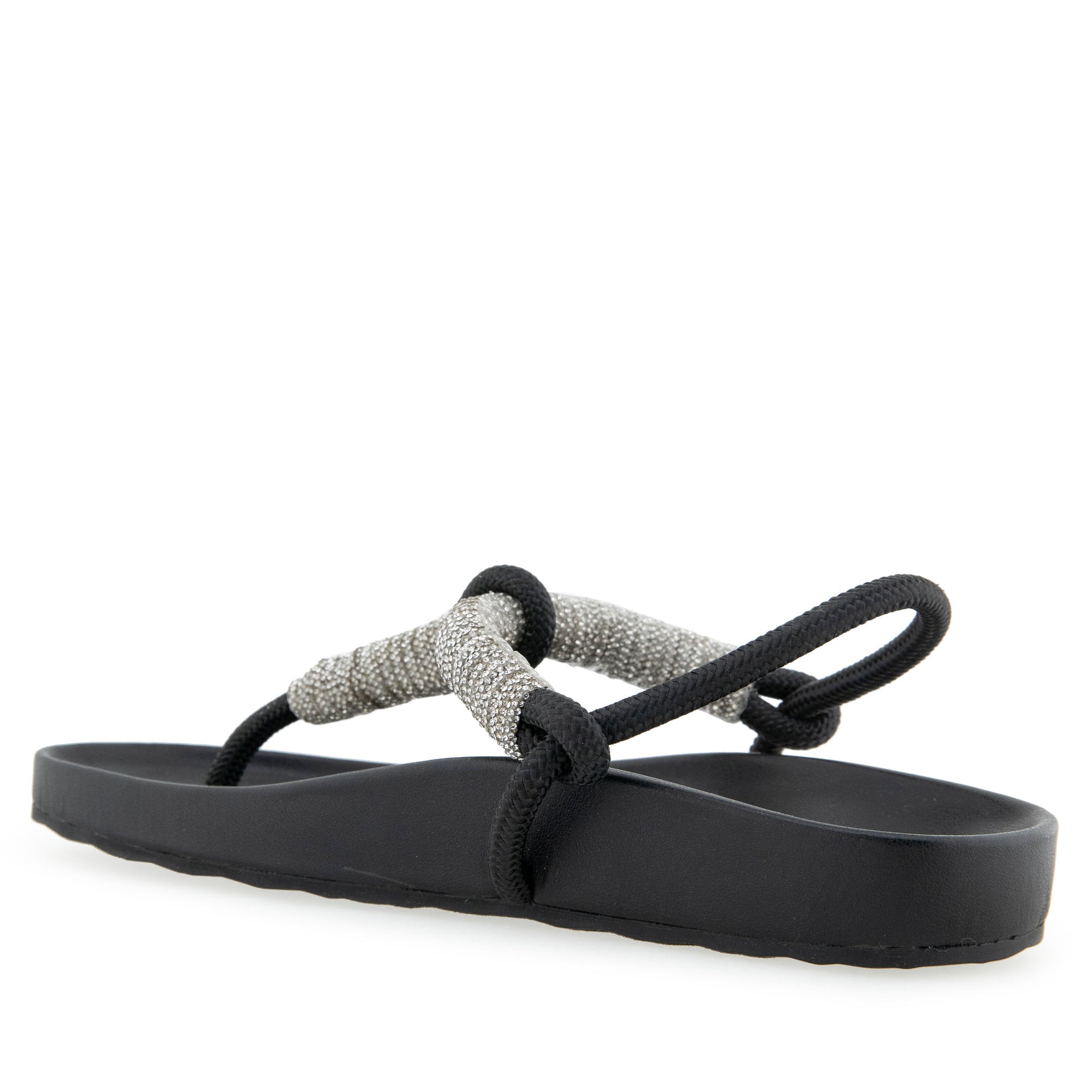 Leve Sandal Footbed | Crstyal/Black Rope