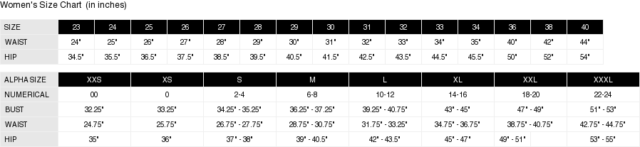 Product size guide