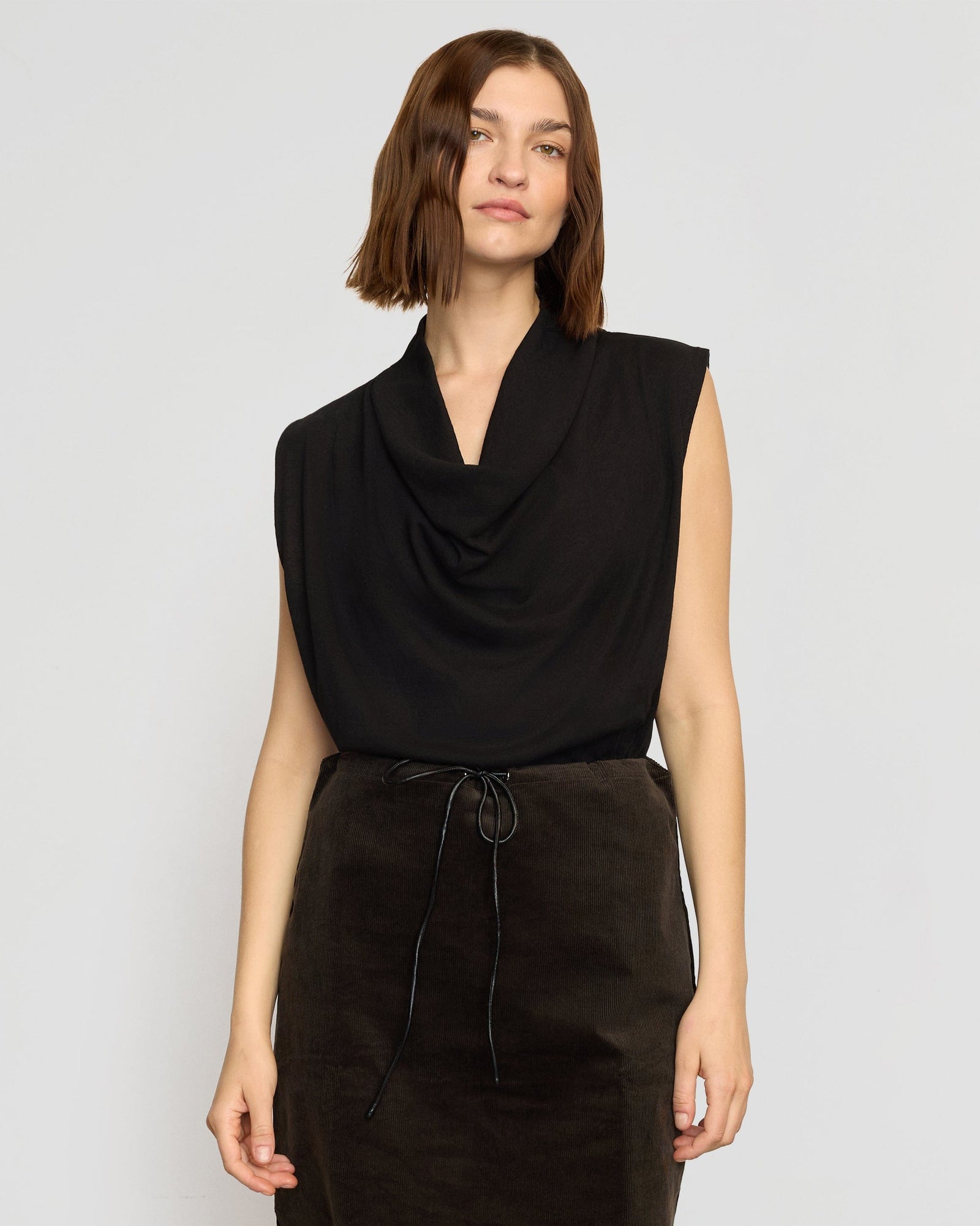 Ramona Cowl-Neck Tee | Black