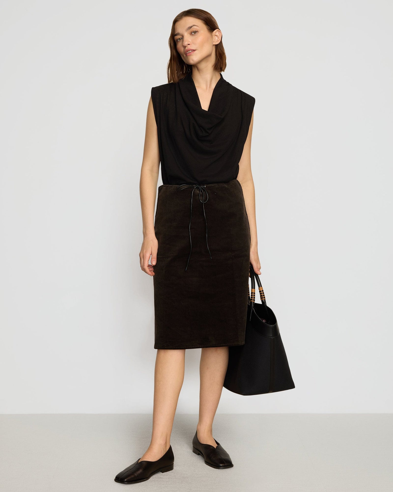 Ramona Cowl-Neck Tee | Black