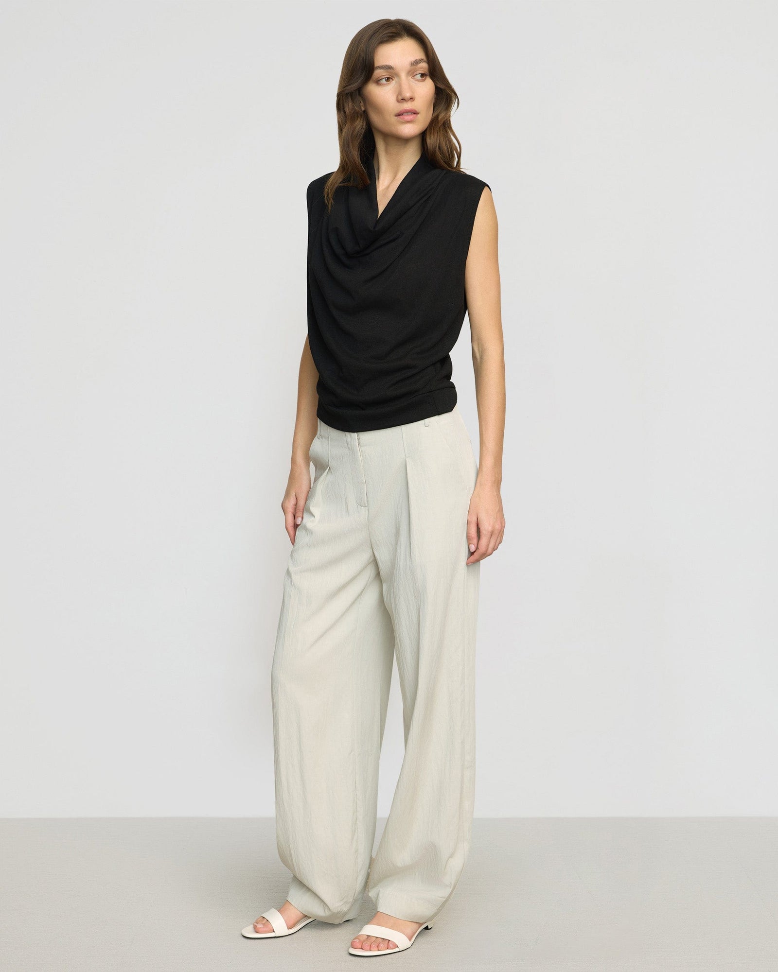 Ramona Cowl-Neck Tee | Black