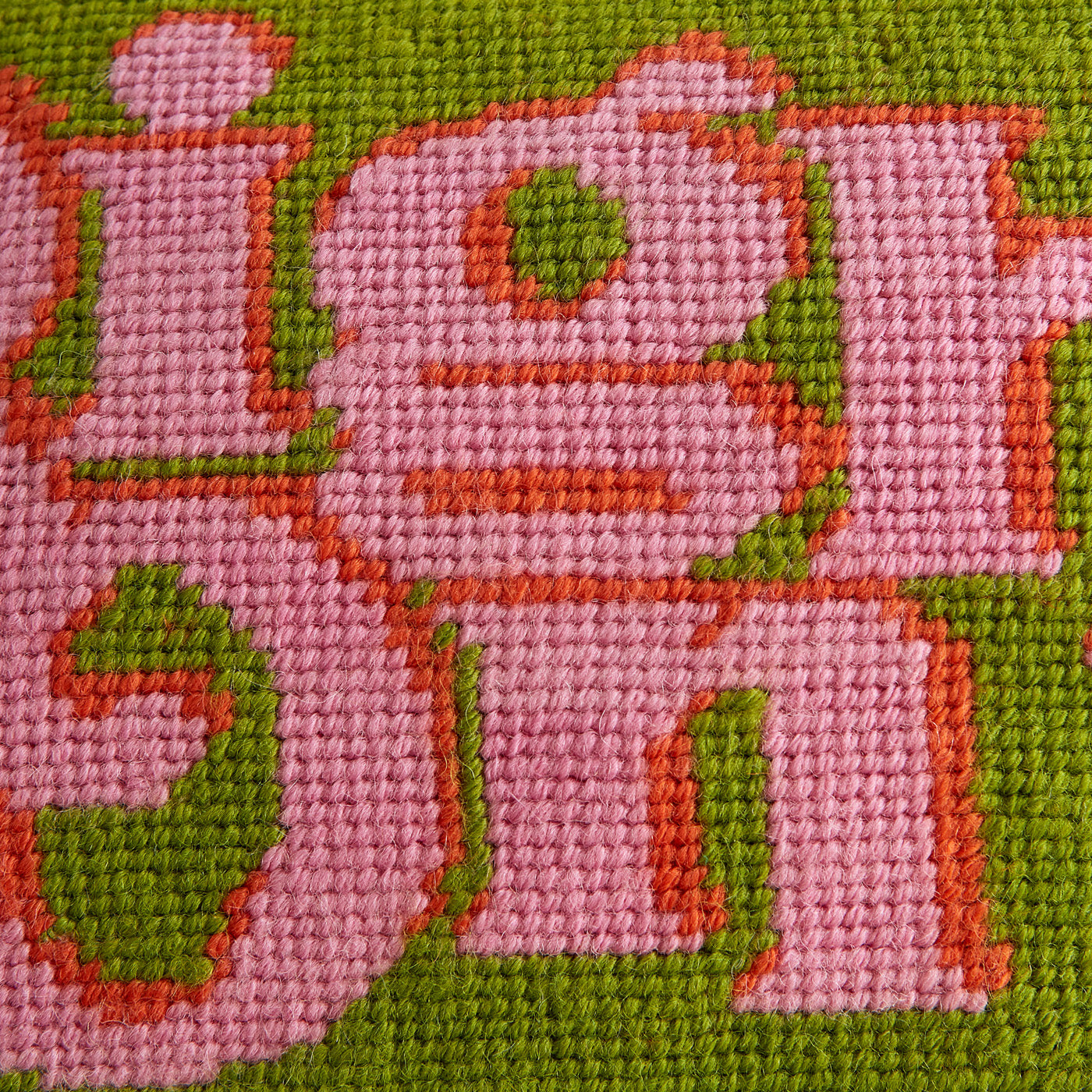 Right On Needlepoint Pillow | Green/White