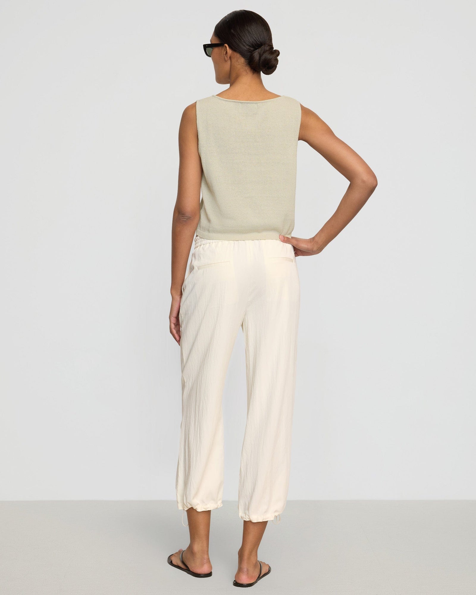 Rio Drawstring Stretch-Waist Pant | Cream