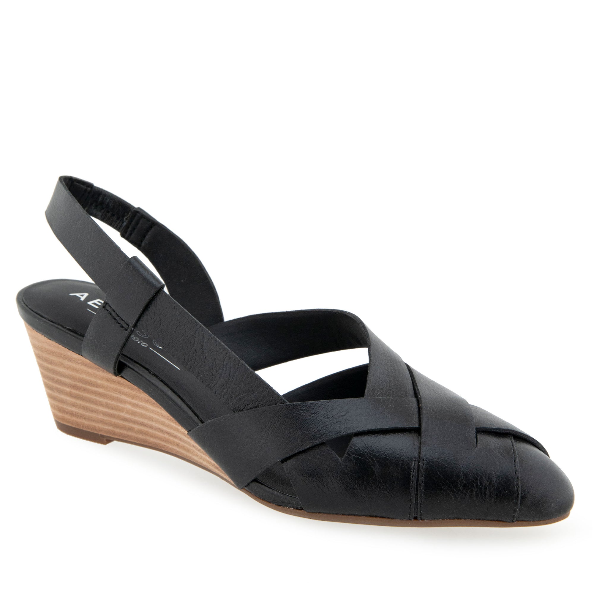 Carmel Dress Wedge | Black Burnished Leather