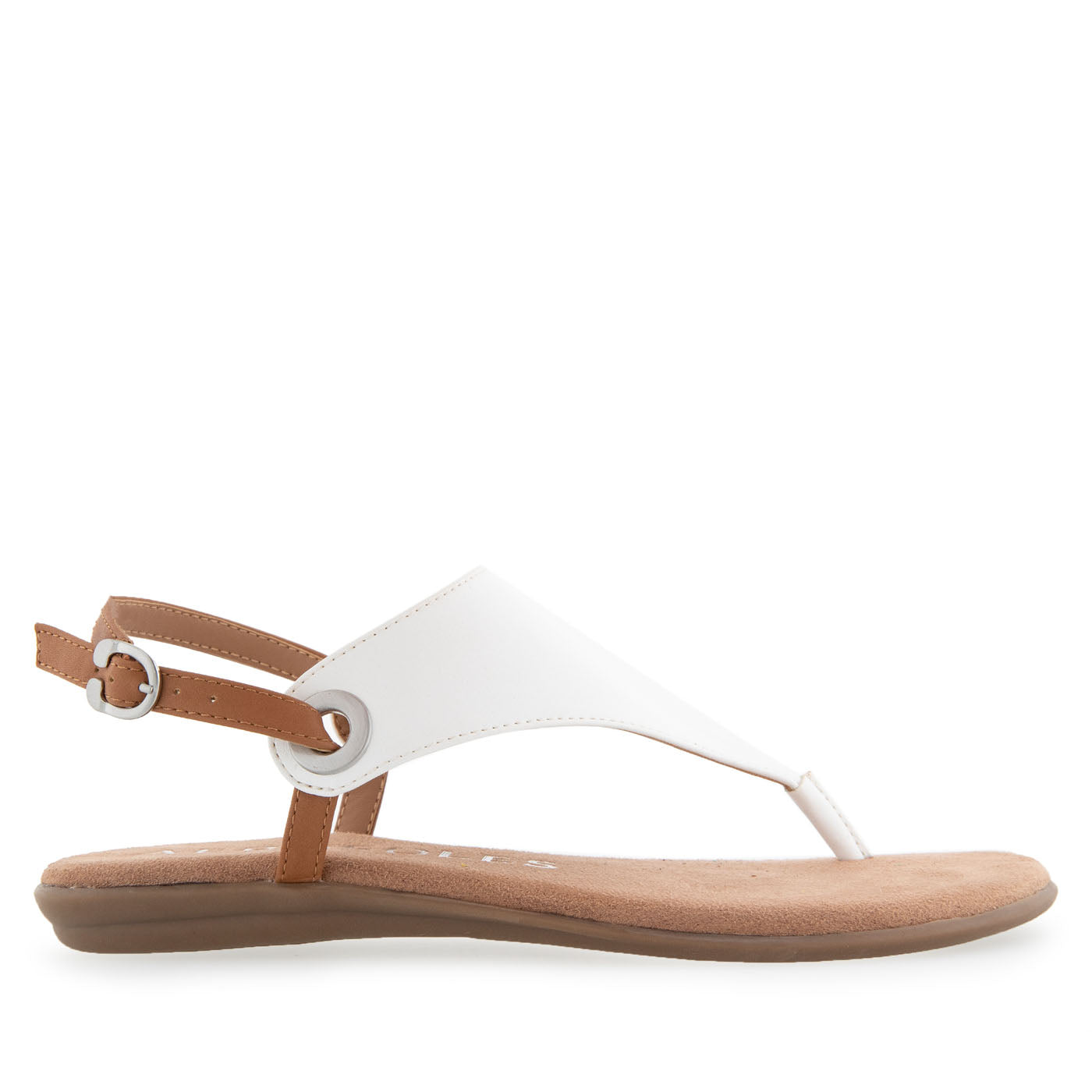 Conclusion Sandal Flat | White Faux Calf