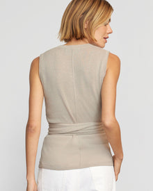 Joanna | Rois Tie-Front Linen-Cotton Top in Size Small