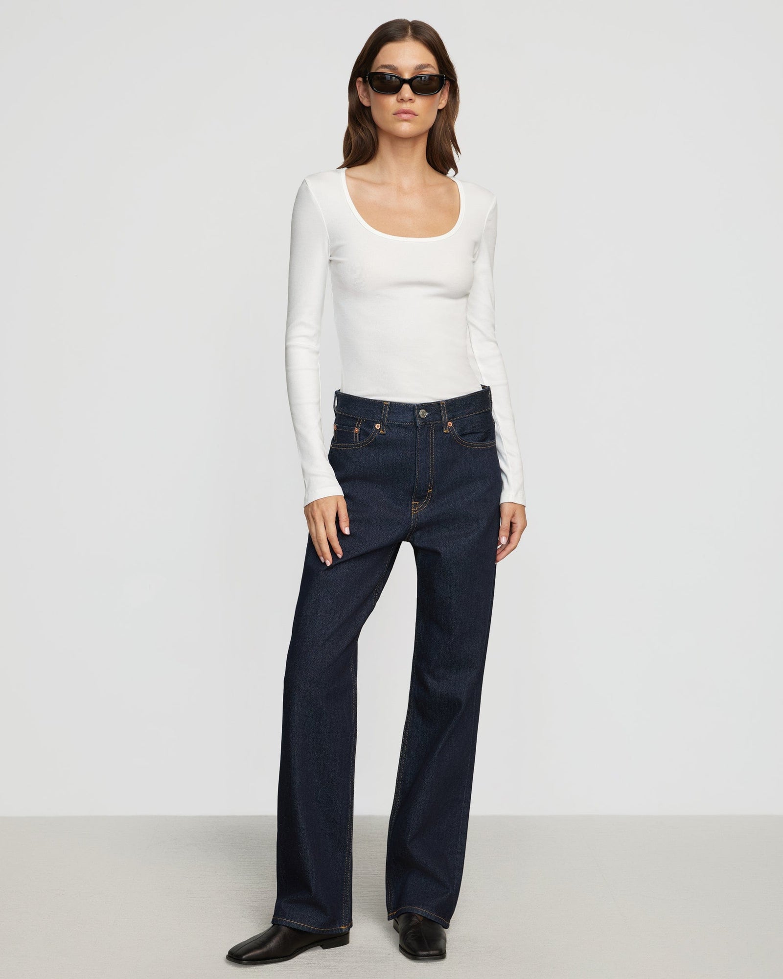 Rosa Ribbed Scoop-Neck Semi-Sheer Tee | Cream