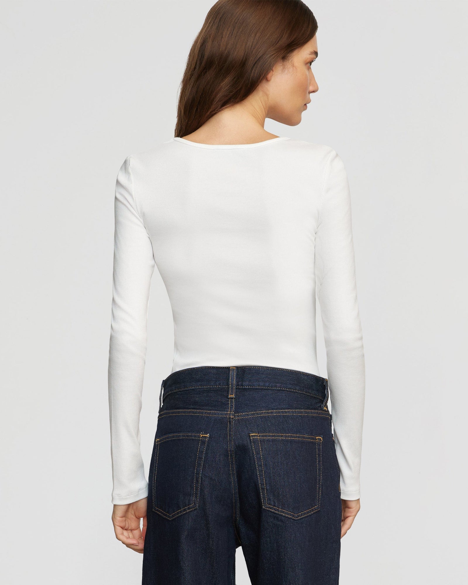 Rosa Ribbed Scoop-Neck Semi-Sheer Tee | Cream
