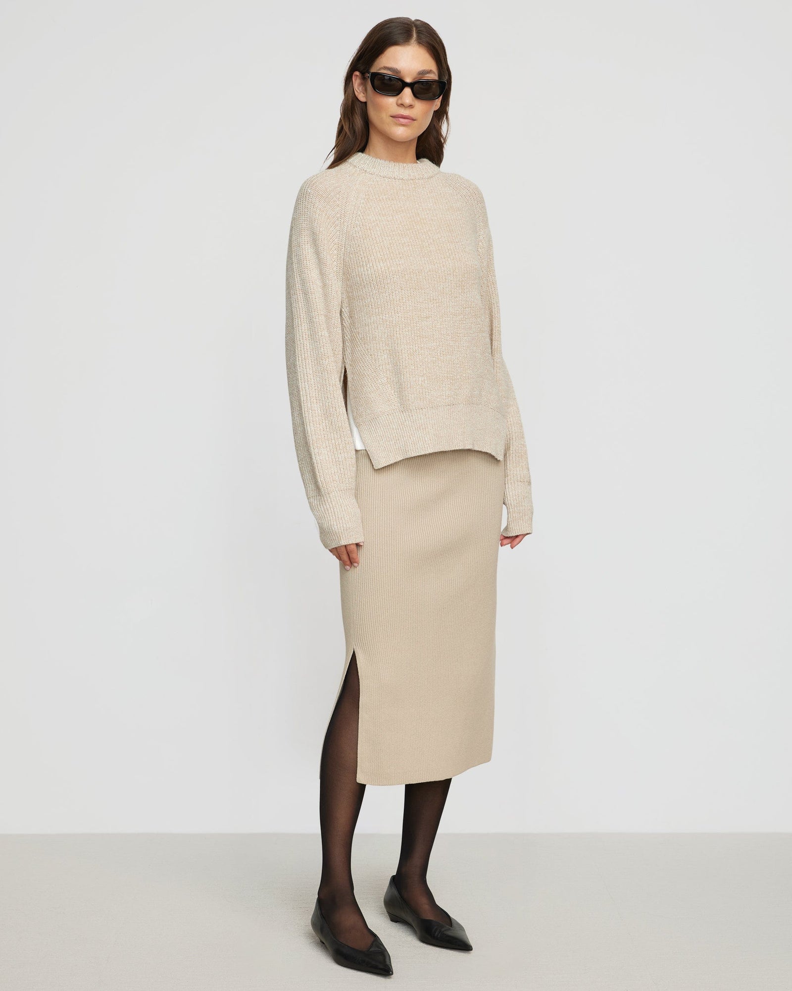 Roya Marled Boyfriend Sweater | Oatmeal