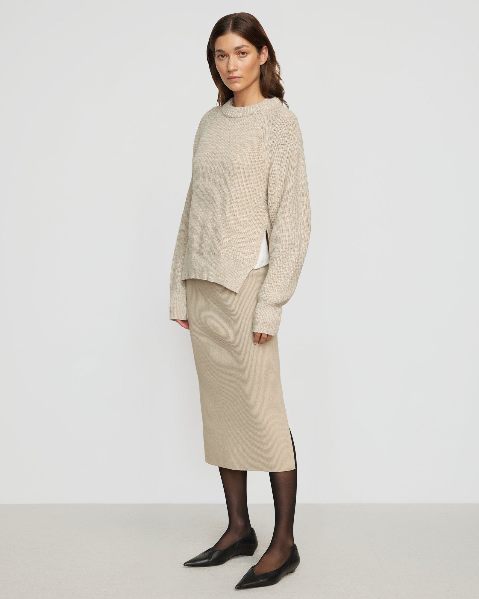 Roya Marled Boyfriend Sweater | Oatmeal