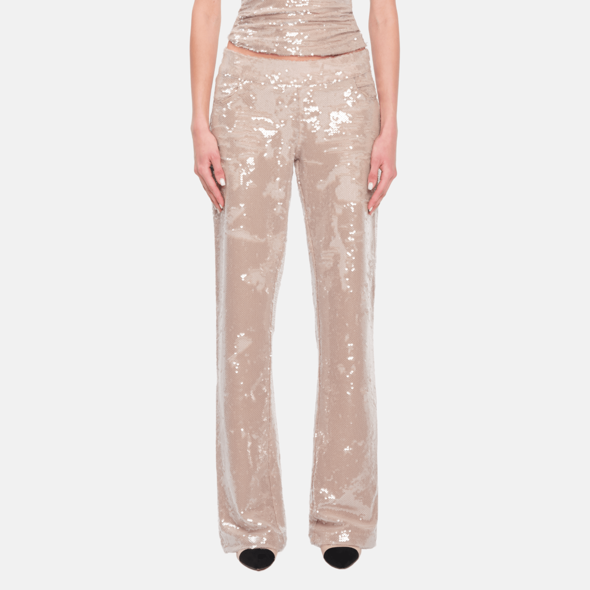 OW Collection RUBY Sequin Pants Pants 036 - Tan