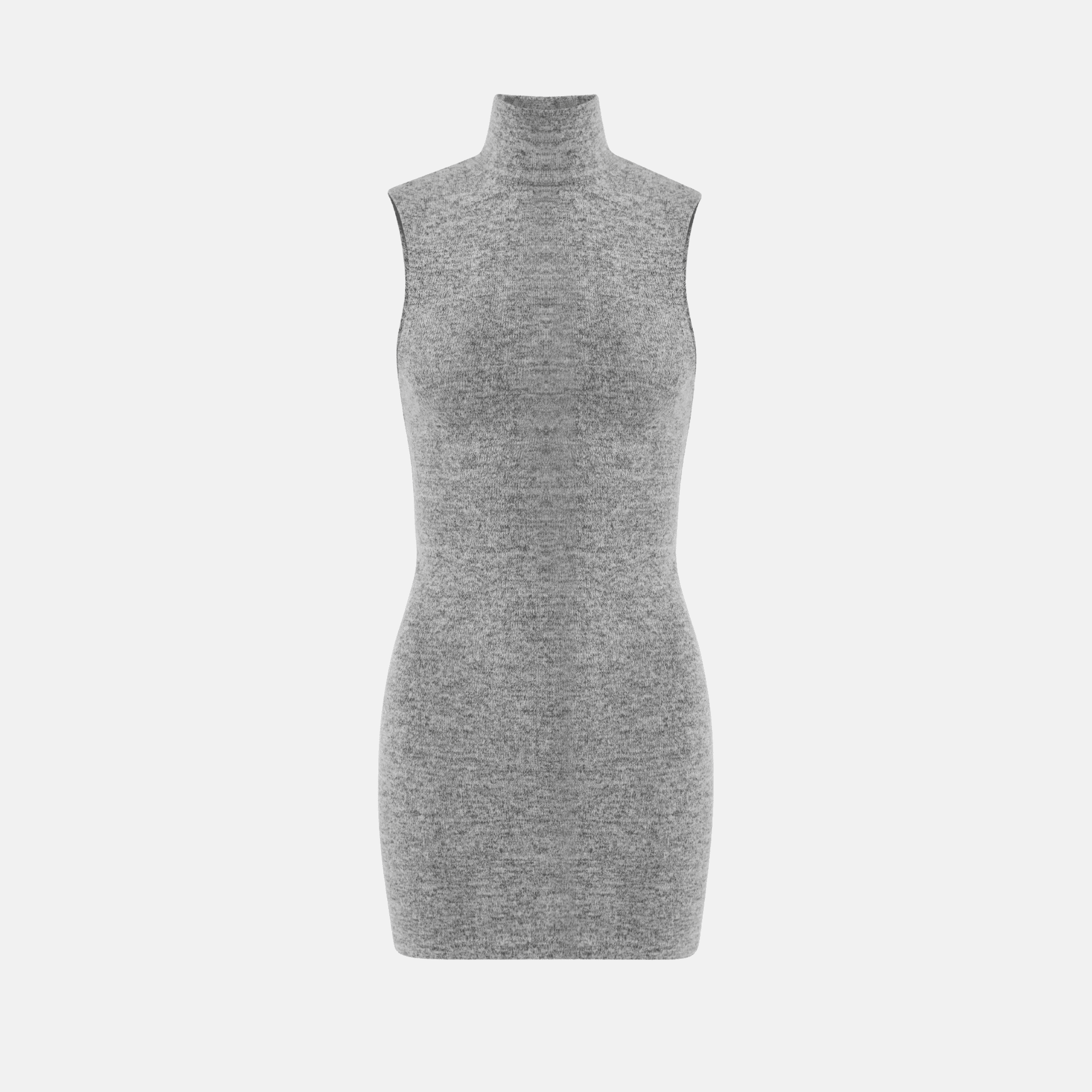 grey knitted mini dress Square Neck Ribbed Knit Mini Dress in Grey