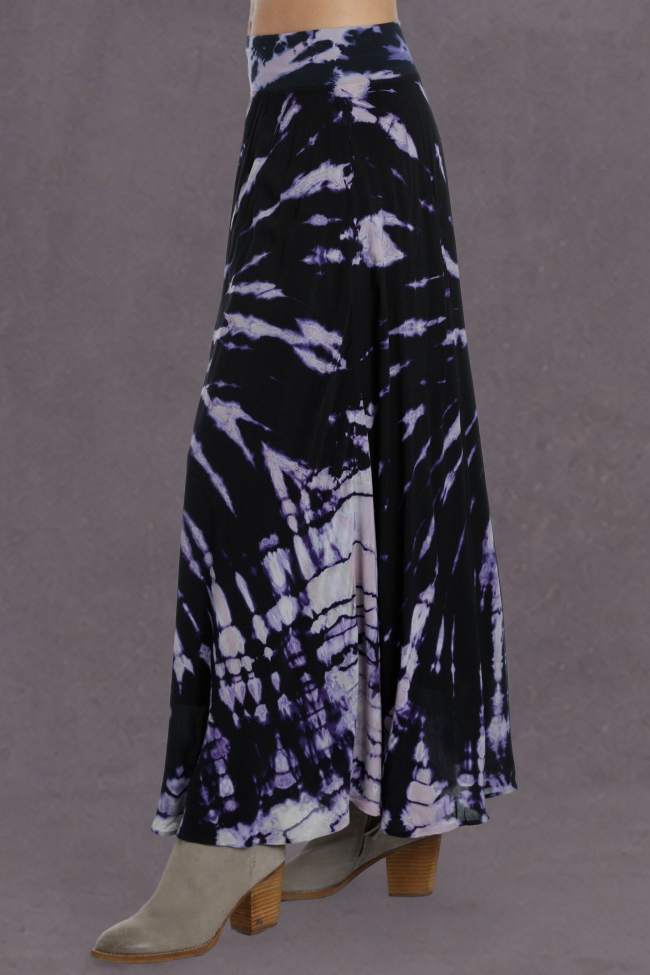 Women | Pull-On Double Layered Maxi Skirt | Acid Spiral Wash 2