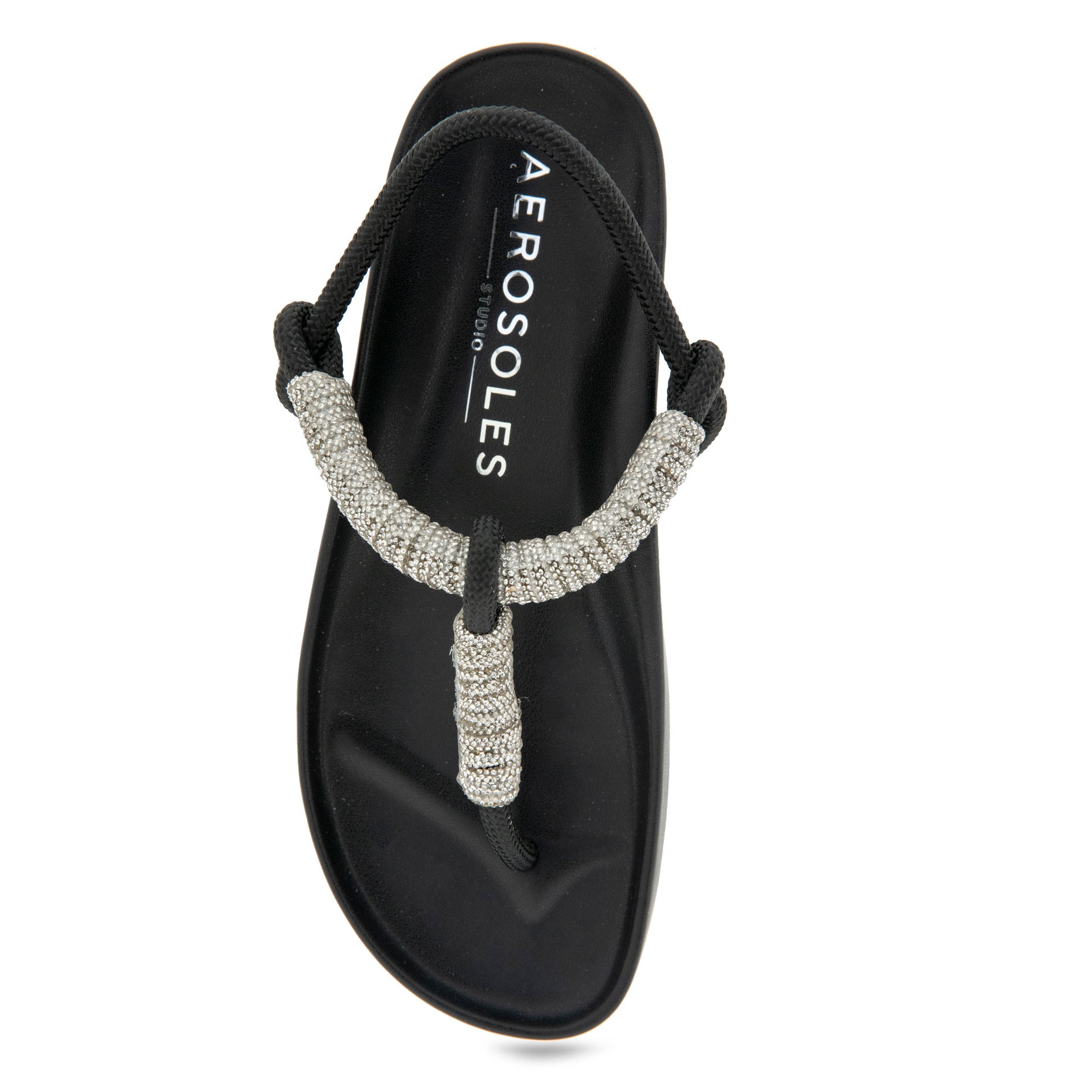 Leve Sandal Footbed | Crstyal/Black Rope