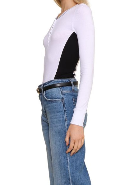Jac Parker | Rylie Contrast Long Sleeve Top | White