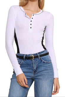 Jac Parker | Rylie Contrast Long Sleeve Top | White