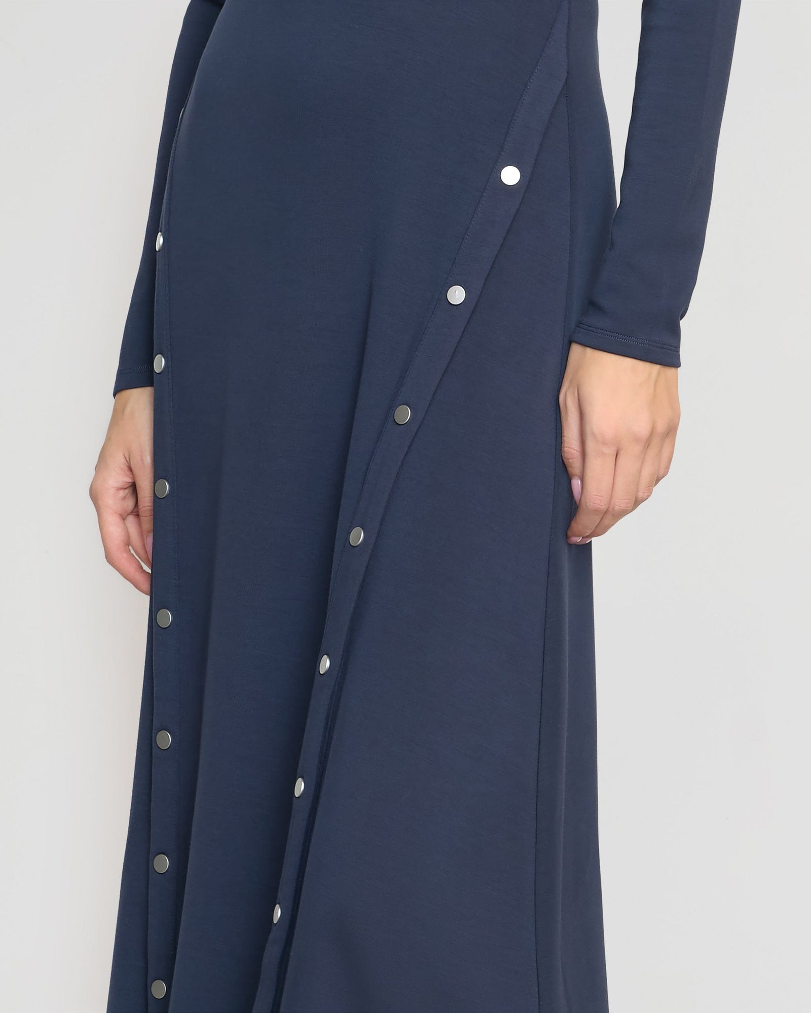 Shawna Button-Accent Collared Dress | Dark Navy