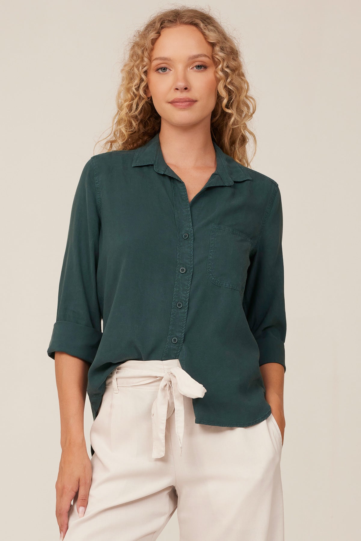 Shirt Tail Button Down - Jade Night