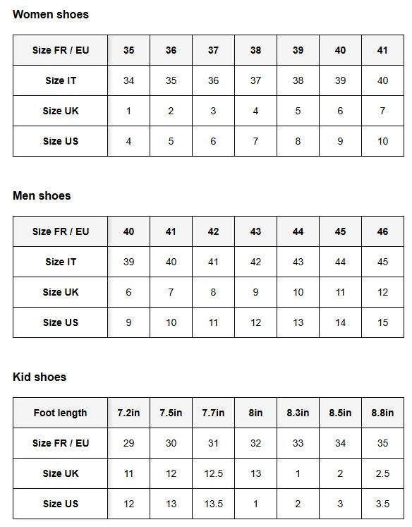 Product size guide