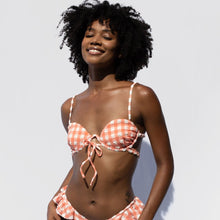 Elany Tie-Up Bikini Top | Shrimp Gingham