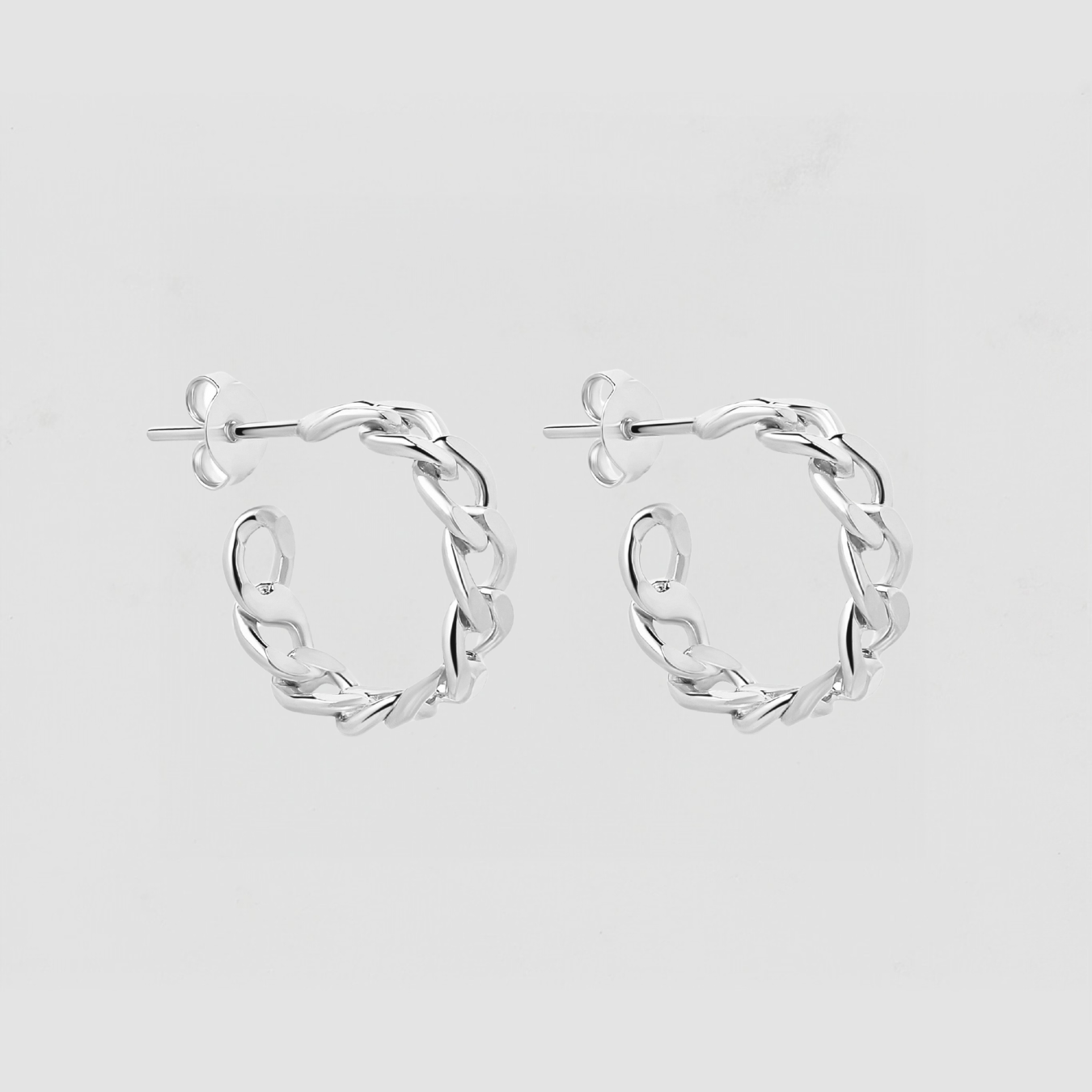 The Silver Cuban Link Mini Hoops | Silver