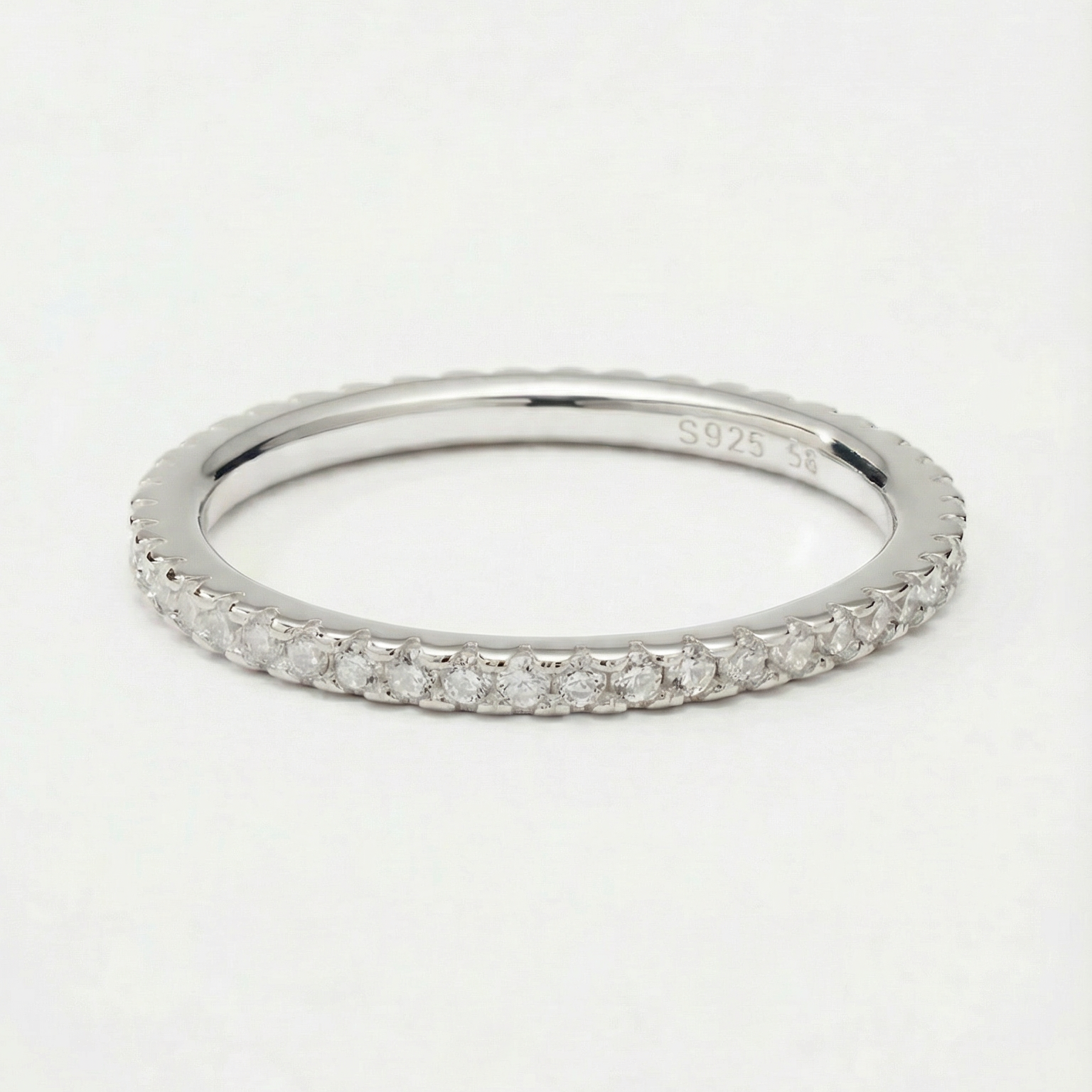 The M Essential Pave Band | Rhodium Plated Brass