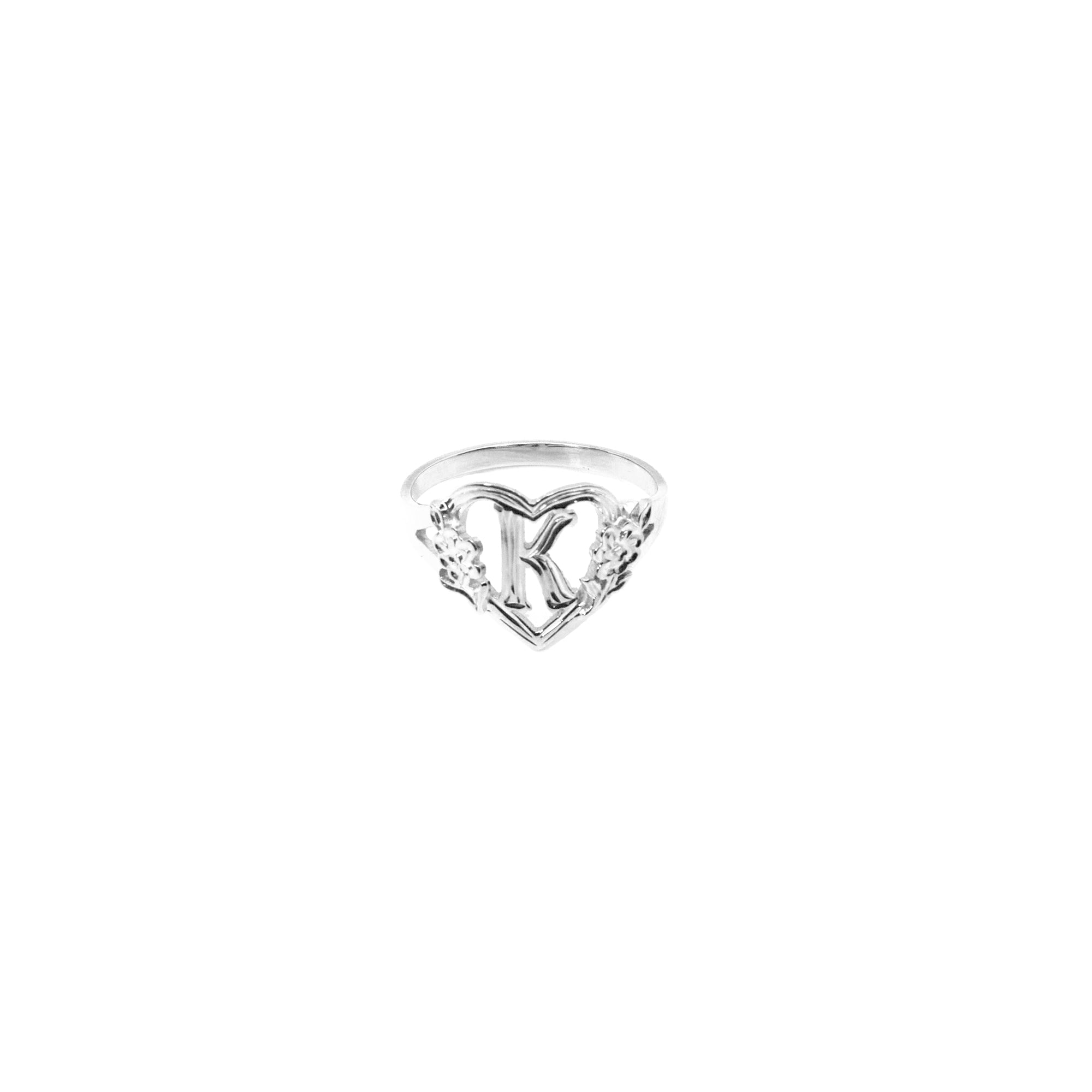 The Cutout Flower Heart Letter Ring | Sterling Silver | Size 5