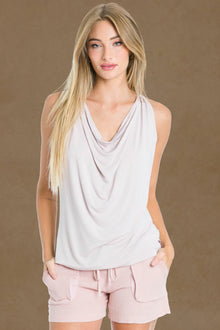 Women | Drape Cowl Tank | Rose Quartz
