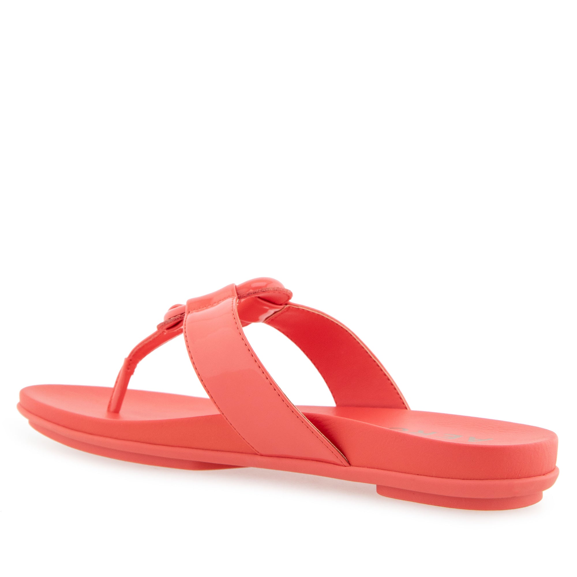 Fallon Sandal Flat | Coral Patent Faux Leather