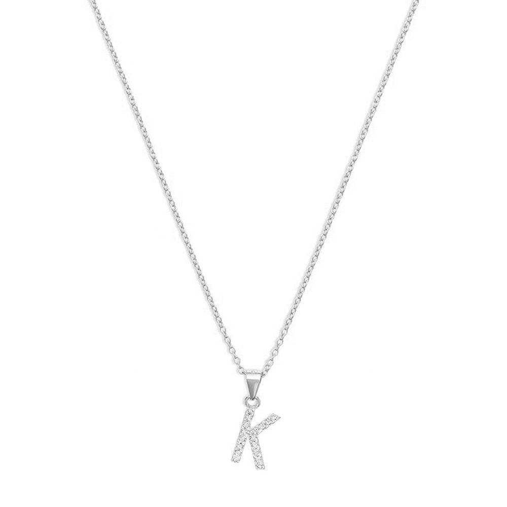 The Pave Single Block Initial Necklace | Sterling Silver